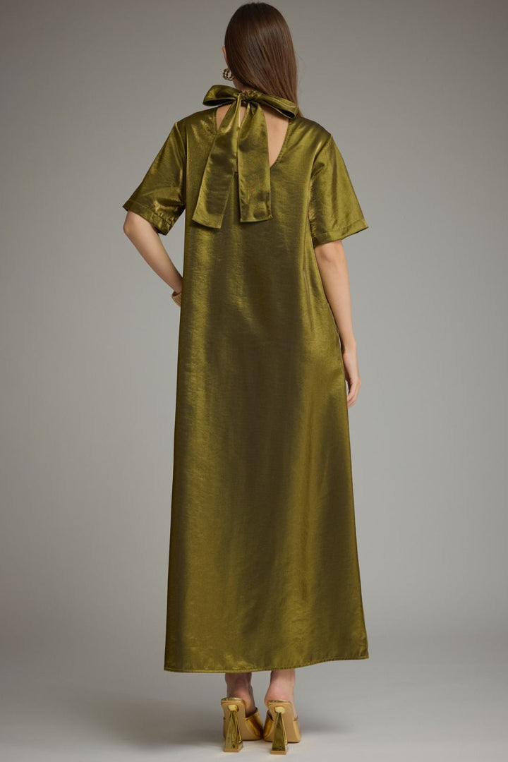 Golden Hour Metallic Maxi Dress back