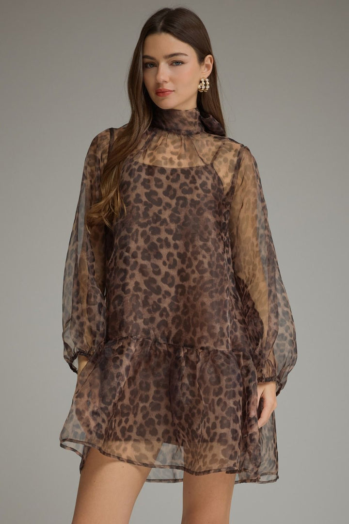 Untamed Elegance Leopard Print Mini Dress front