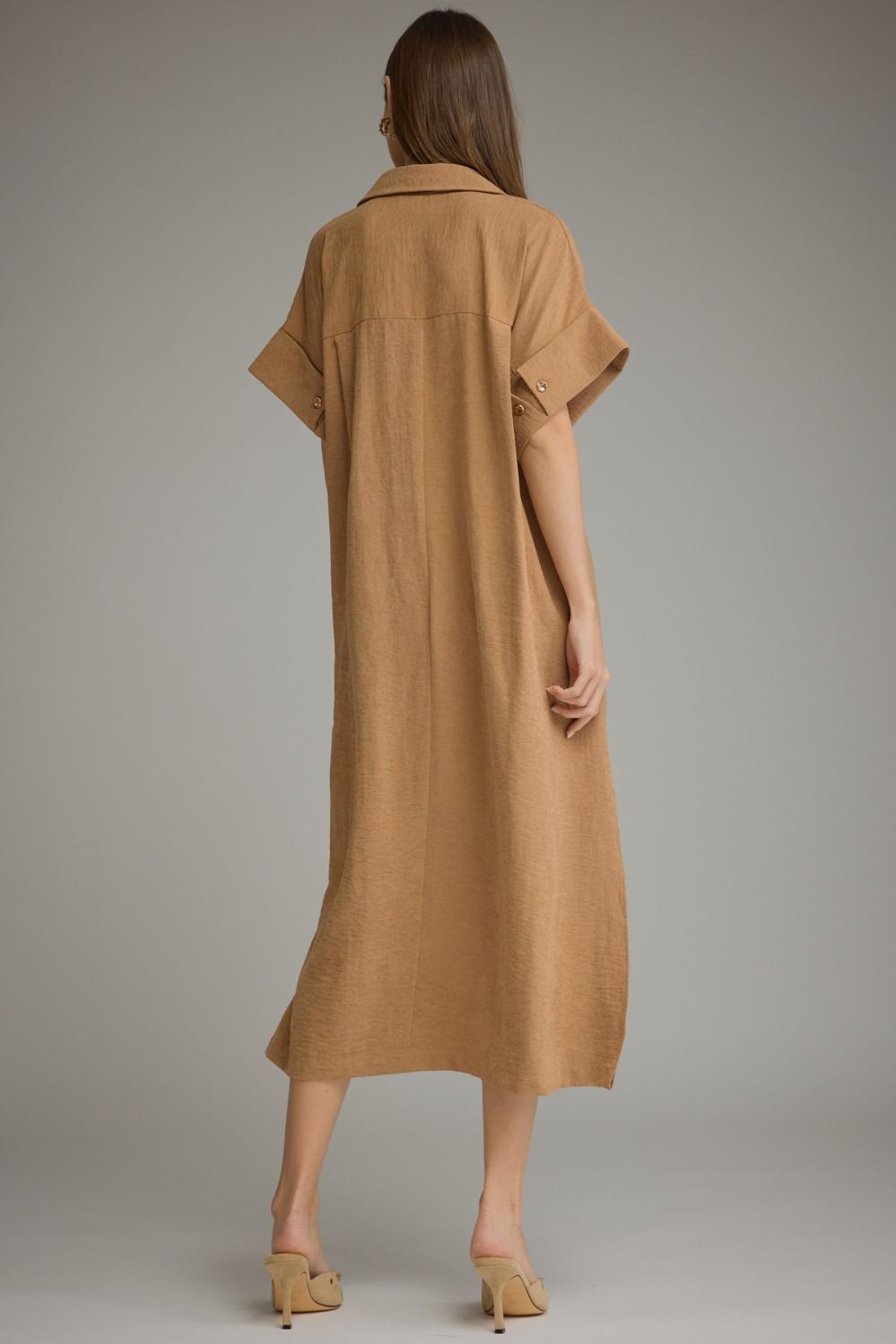 Effortlessly Chic Camel Midi Dress back