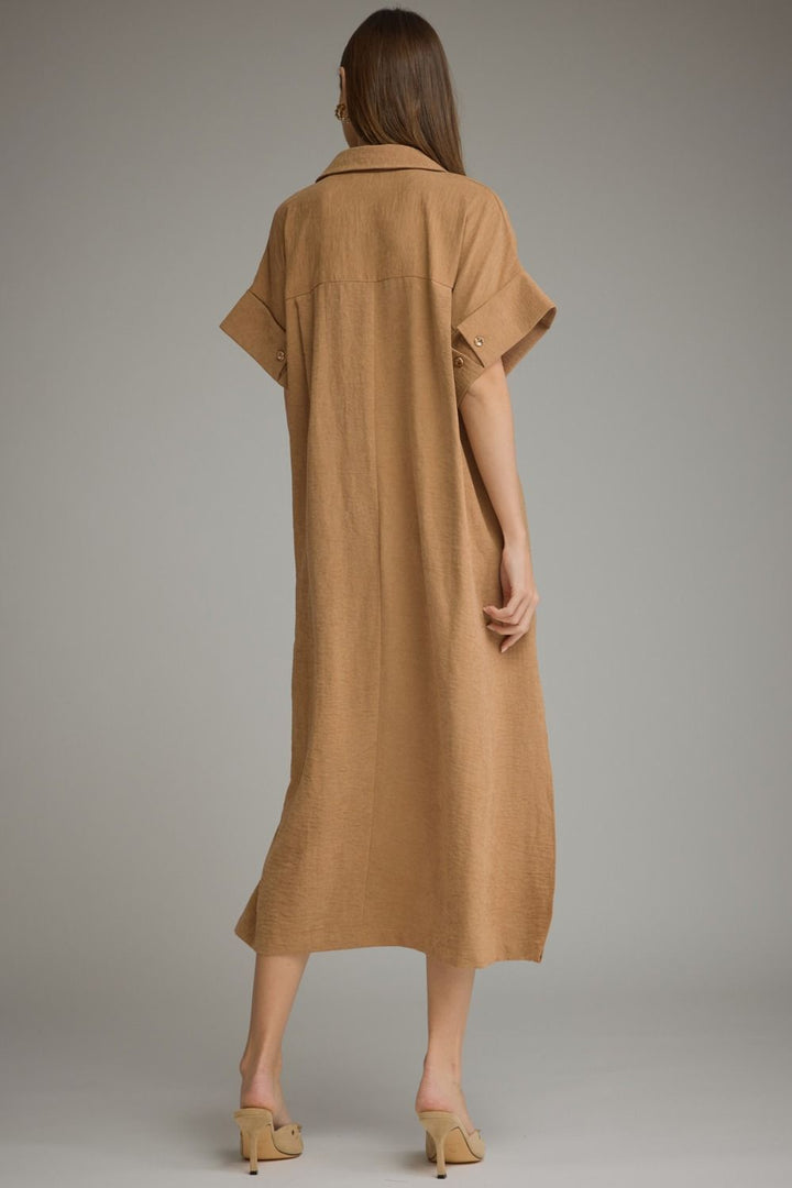 Effortlessly Chic Camel Midi Dress back