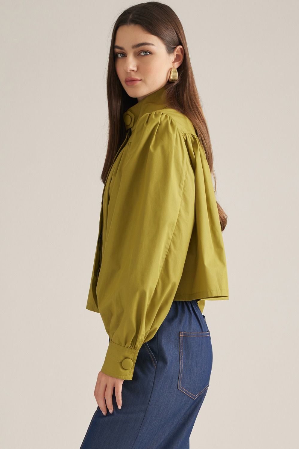 Side view of The Olive Edit Blouse