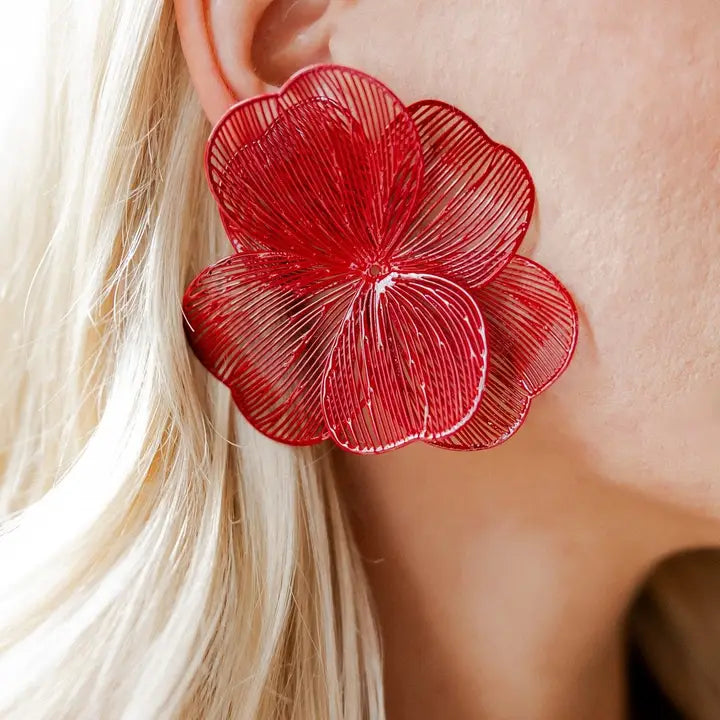 Erica Statement Earrings - Crimson
