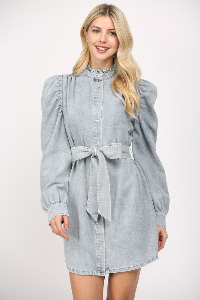 Fate Ruffled Denim Dress