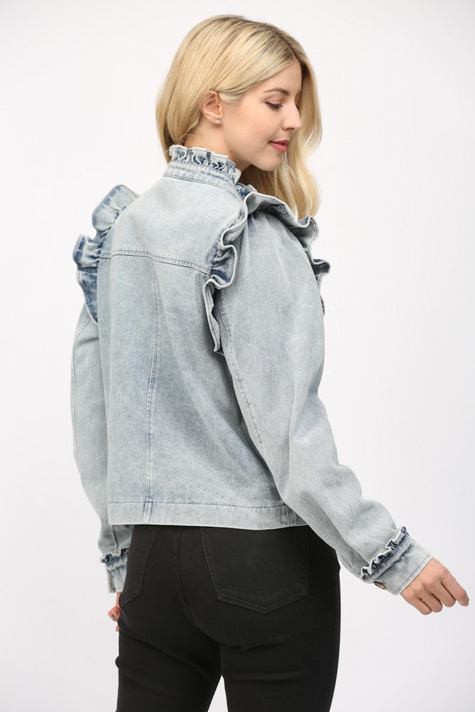 The Ruffle Detail Denim Jacket