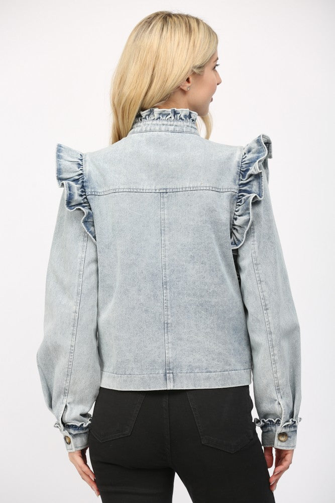 The Ruffle Detail Denim Jacket