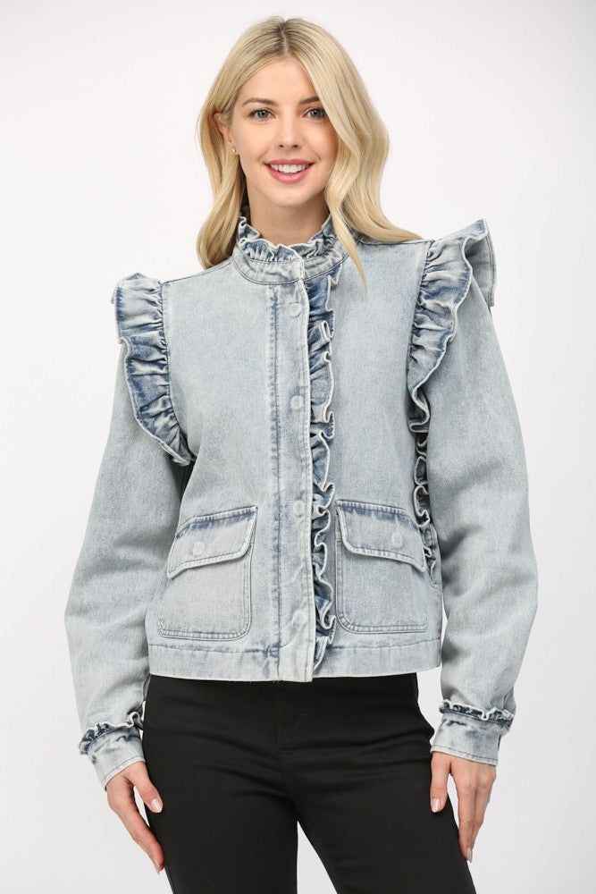 The Ruffle Detail Denim Jacket