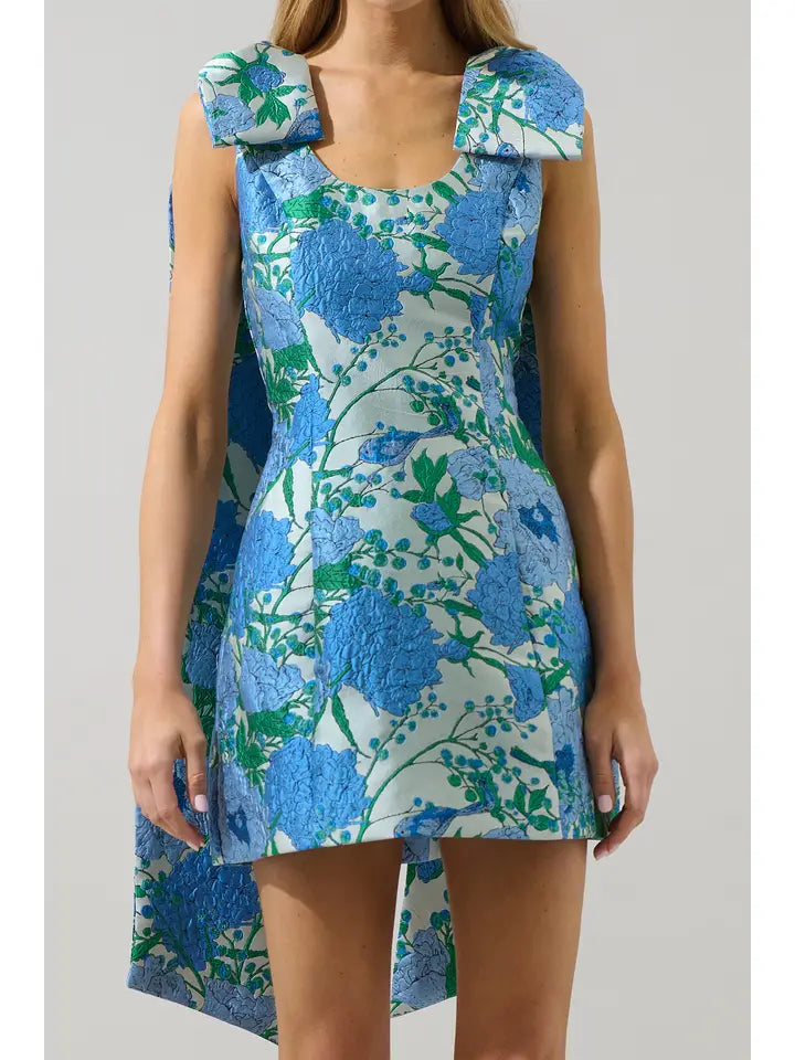 Willa Floral Jacquard Bow Sash Dress