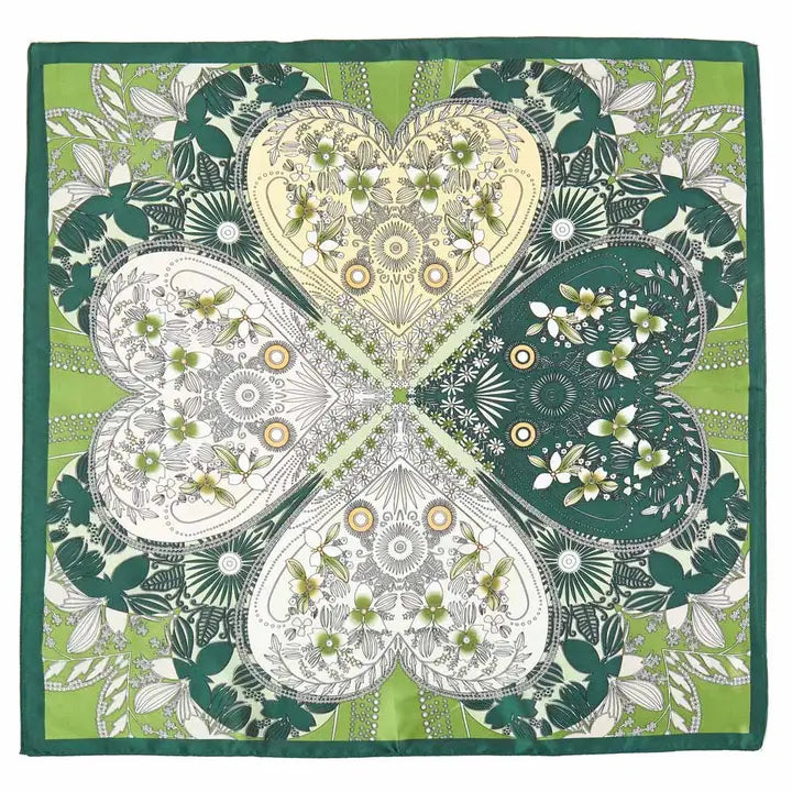 Four-Leaf Clover and Flower Bandana Scarf