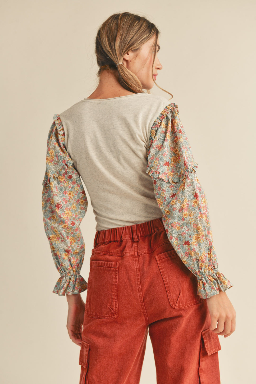 THE GENTRY CONTRAST FLORAL TOP