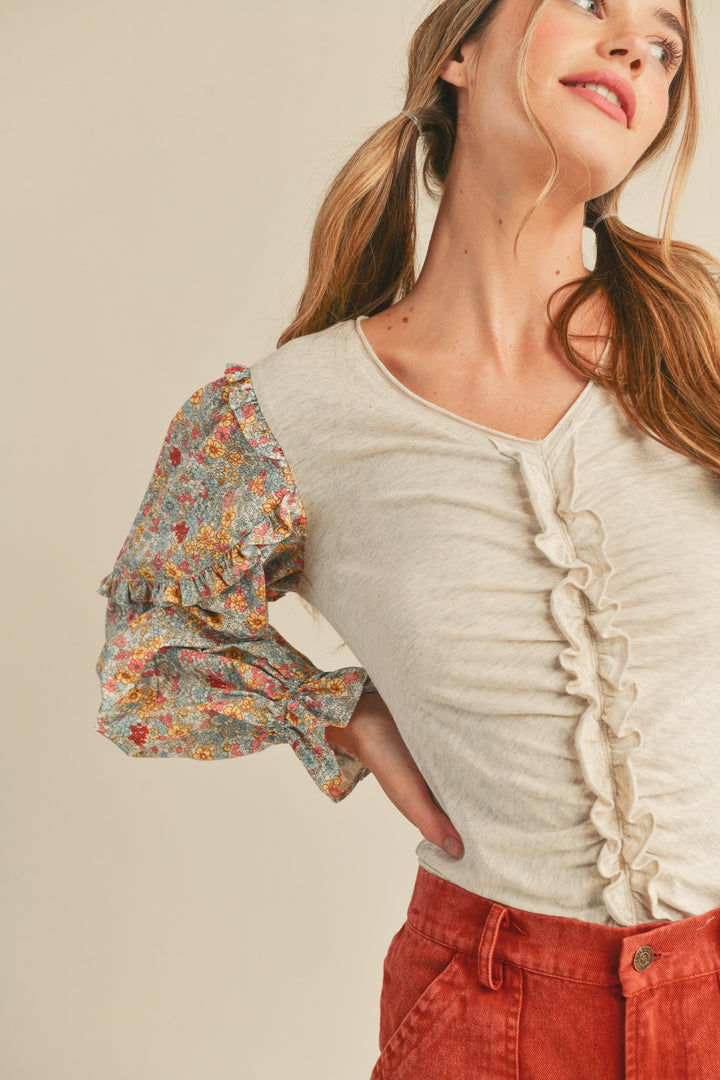 THE GENTRY CONTRAST FLORAL TOP