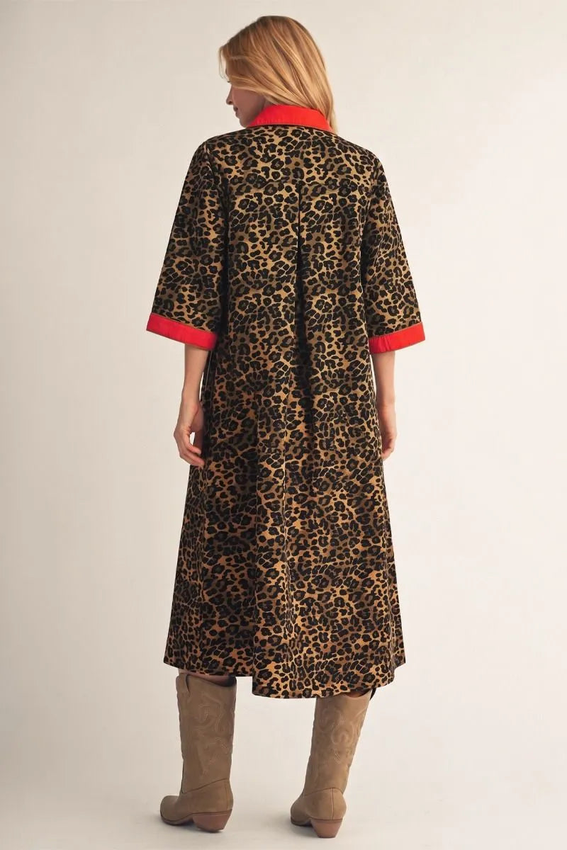Wild About You Leopard Midi Dress back