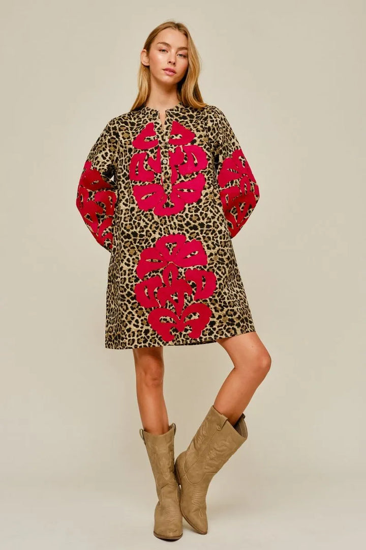 Wildly Chic Leopard Appliqué Dress view 1