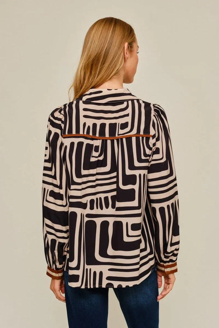 Modern Muse Geometric Print Blouse back