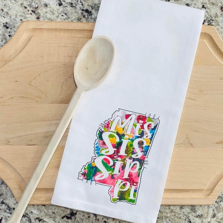 Floral Mississippi Tea Towel