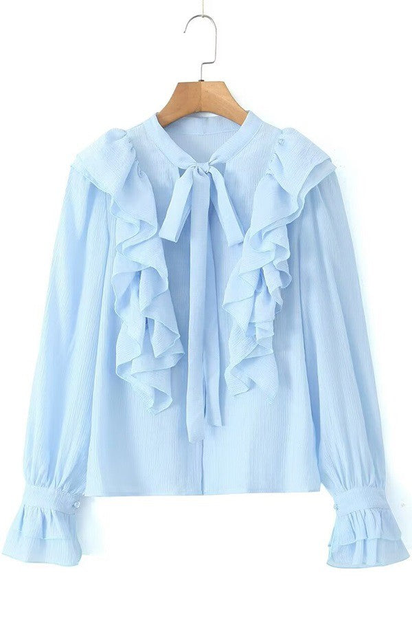 The Silver Mist Ruffle Blouse