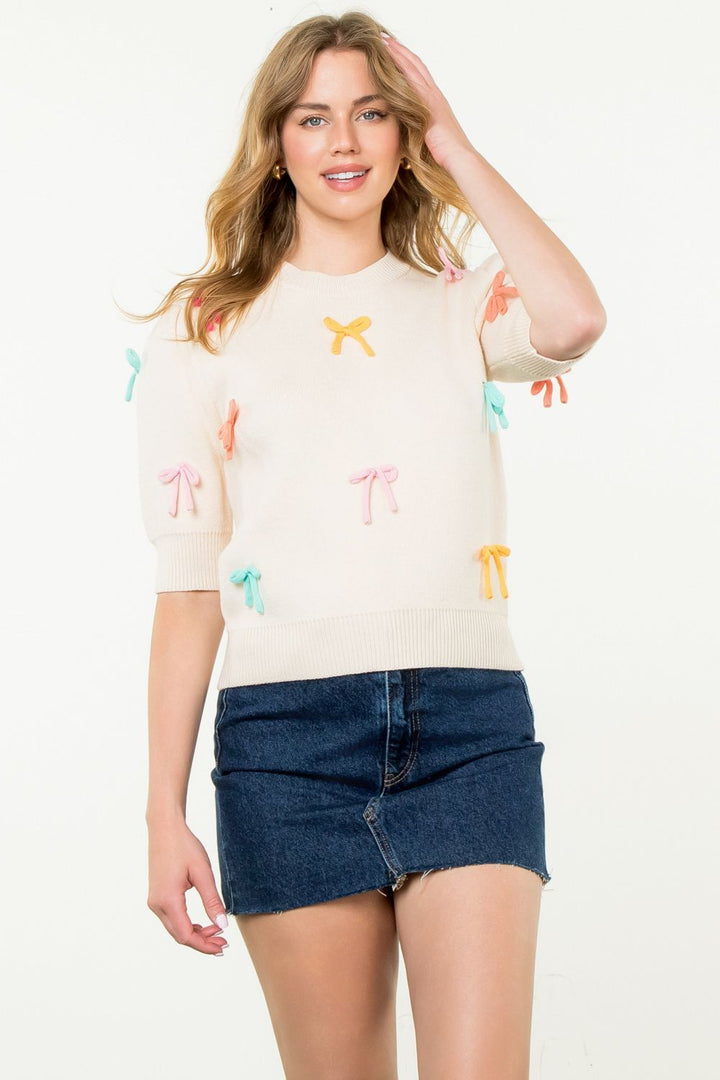 THML BOW TEXTURED TOP