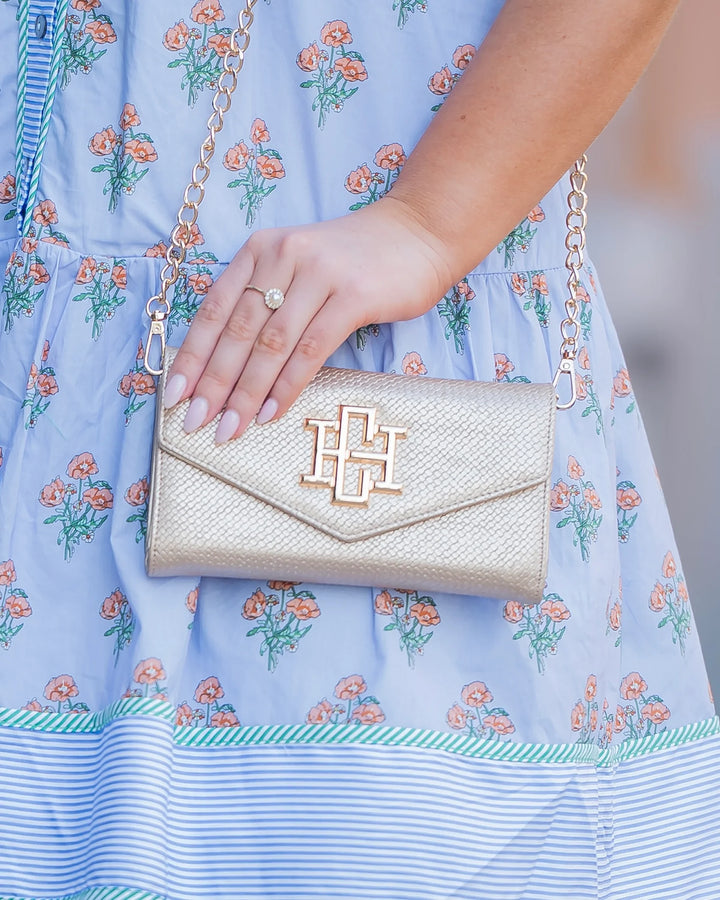 Carlington Clutch/Crossbody Woven Gold