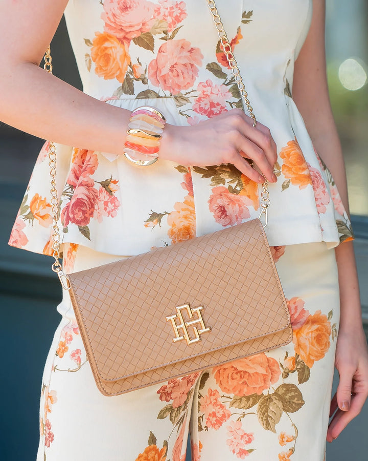 Bryn Clutch/Crossbody Woven Tan