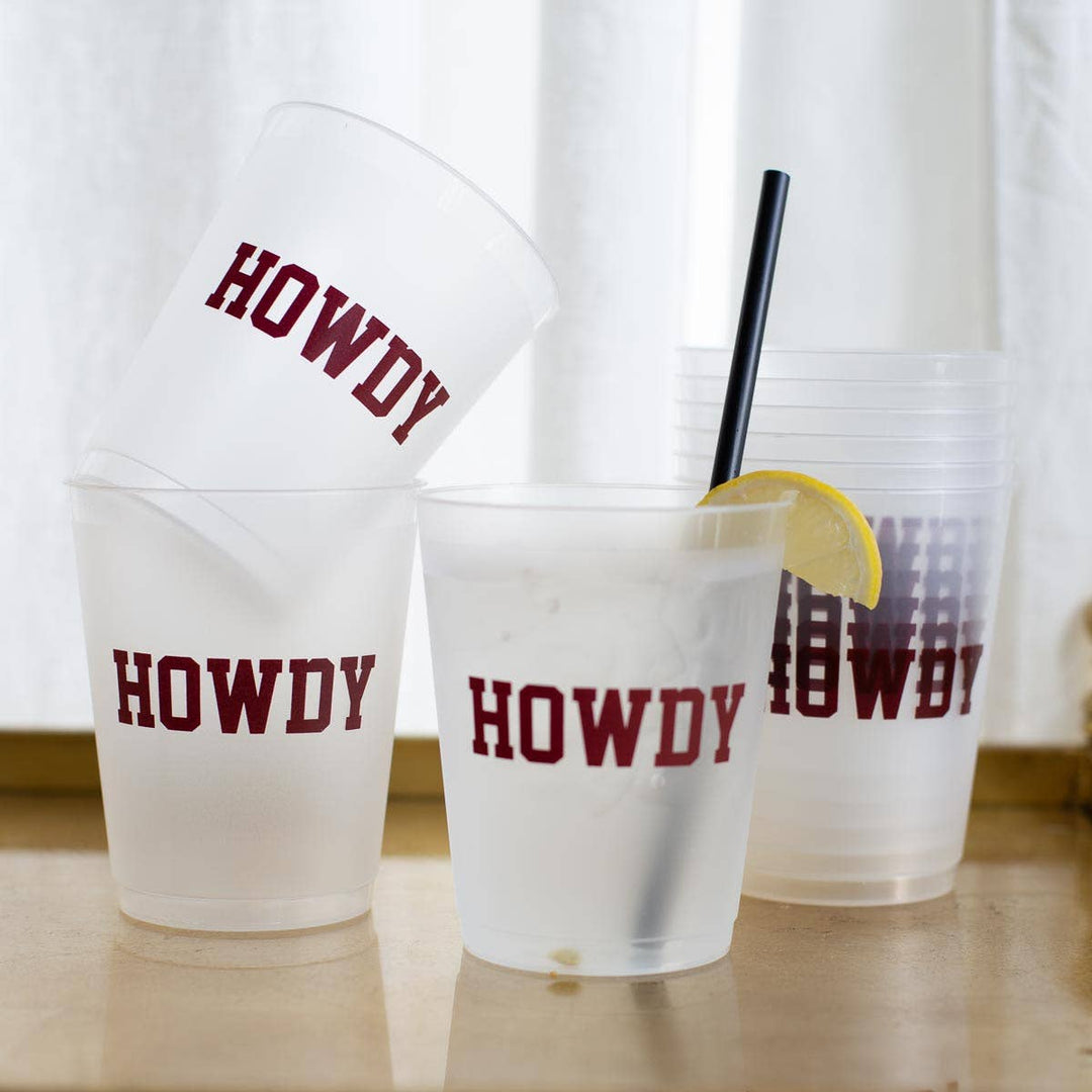 The Royal Standard - Howdy Party Cups   Frosted/Maroon/White   16oz   Set of 10