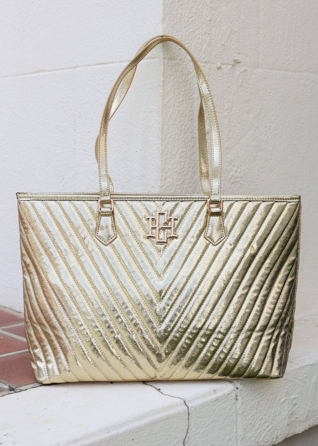Caroline Hill - Tabitha Quilted Tote SHIMMER GOLD