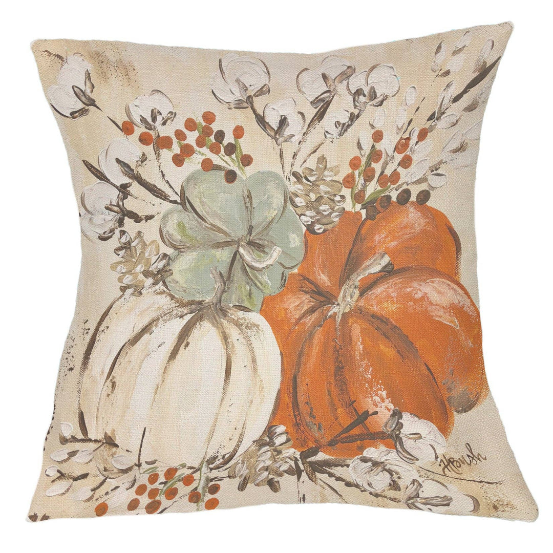 LuckyBird Apparel and Home - Fall "Pumpkins and Cotton" Pillow: 24"x24" / Pillow